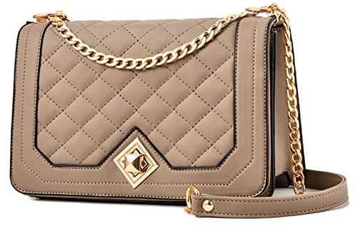 Travistar Crossbody väskor för kvinnor små damer axelväska handväska PU-läder quiltade handväskor med guldkedja rem mode söt crossbody telefonväska sidoväskor svart kvällskoppling