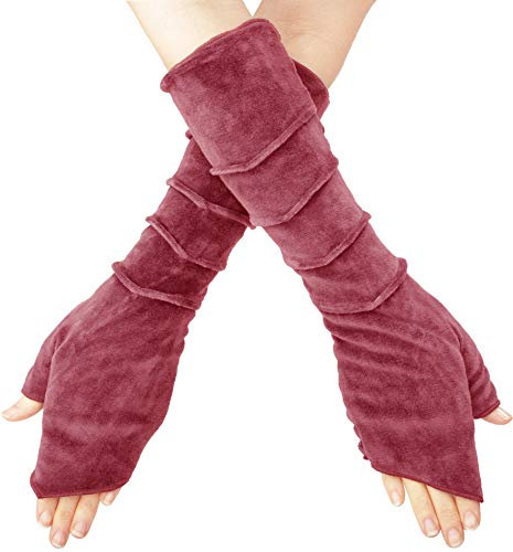 PUREWONDER Damen Armstulpen Pulswärmer Samt Handstulpen hw22 Rot