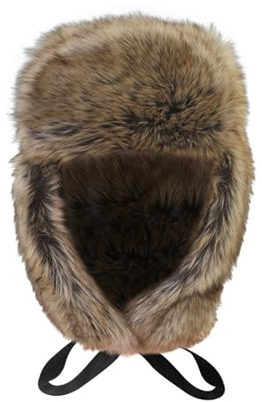 YJZQ Chapka Fausse Fourrure pour Homme Chapeau Cache Oreille Doublure épais Bonnet d'aviateur pour Moto Auto Ski Vélo
