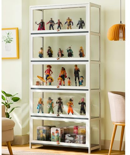 WYZCHDM Vitrinenschrank Vitrine mit AcryltüR, Sammlervitrine Stehend Standvitrine Glasvitrine, Curio-SchräNke, Eckvitrine Glasvitrine Standvitrine, Großer Kapazität Klare Regal Vitrine Fivelayers80cm