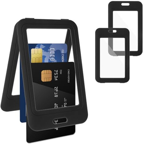 Ouligay 3 Stück Schwarz Ausweishülle Ausweishalter Kartenhalter Ausweis Ausweishülle Hartplastik ID Card Holder Badge Holder für Büro Schule Kreditkarte Führerschein