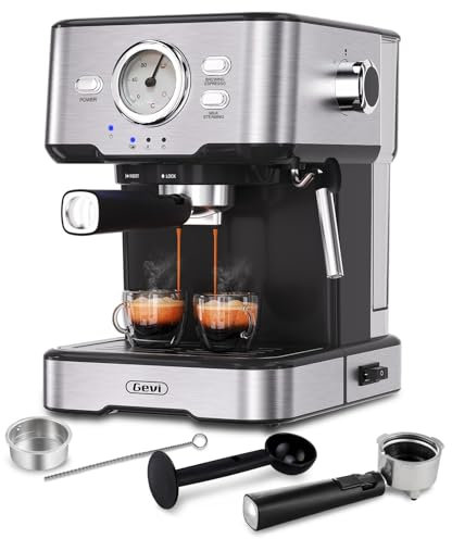 Gevi 15 Bar Espresso Kaffeemaschine Espressomaschine mit professionellem Milchaufschaumdüse,Edelstahl-Espressomaschinen für Cappuccino,Latte & Macchiato,1,5L Wassertank, schwarz
