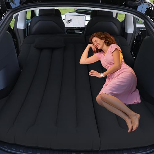 Canareen Enhanced Air Mattress is Suitable for SUVs, RVs, Tesla Model Y, Portable Inflatable Mattresses, Electric Pump Rear Seat Inflatable Mattresses - Camping, Travel Beds, Hiking, Tents (Black)