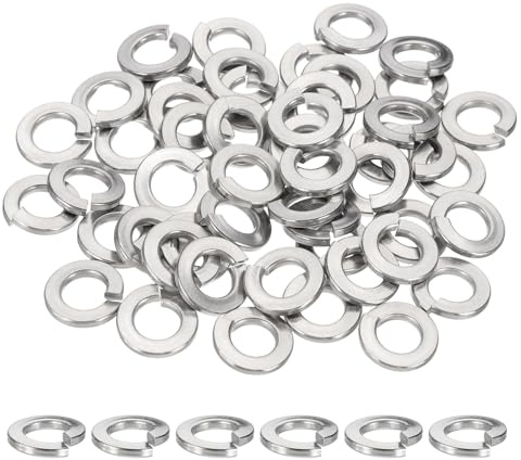 sourcing map Lot de 50 rondelles de verrouillage à ressort 5/16 en acier inoxydable 304 pour vis, boulons, voitures, machines de construction, argent