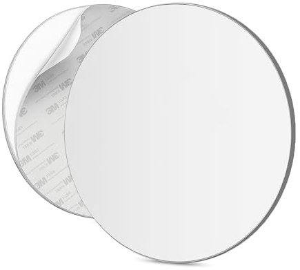 Mavoro Espejo Redondo 17.5 cm para Ducha | Espejo Adhesivo 3M | Acrílico irrompible | Menos empañamiento | Diseño Delgado sin Marco | Peel & Stick | Seguridad sin Vidrio