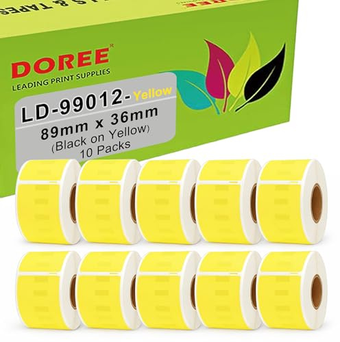 DOREE 99012 S0722400 Etichette gialle per indirizzi, 36 mm x 89 mm, compatibili con stampanti Dymo Labelwriter 4XL 450 400 330 Twin Turbo Duo Seiko SLP 450 430 420 400 240 220 120 (10 rotoli)