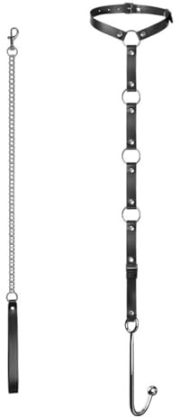 Kutocesy Collar De Sujeción De Cuero Ajustable Con Cadena Plug Anal Gancho Anal De Acero Inoxidable Kit De Bondage Fetichista, Juguetes Sexuales Para Parejas