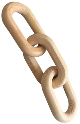 Decorazione Catena in Legno a Tre Anelli Rustica per Parete | Ornamento da Tavolo Beige, Struttura ad Incastro, per Mensola e Libreria