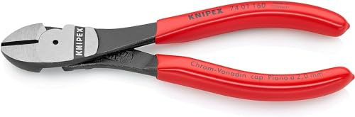 KNIPEX Kraft-Seitenschneider auf SB-Karte schwarz atramentiert mit Kunststoff überzogen 160 mm, 74 01 160 SB