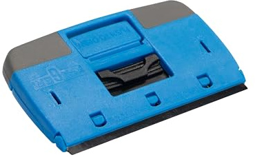 Unger Raschietto per finestre e vetri con protezione di sicurezza retrattile, acciaio al carbonio rivestito, blu, 10,2 cm