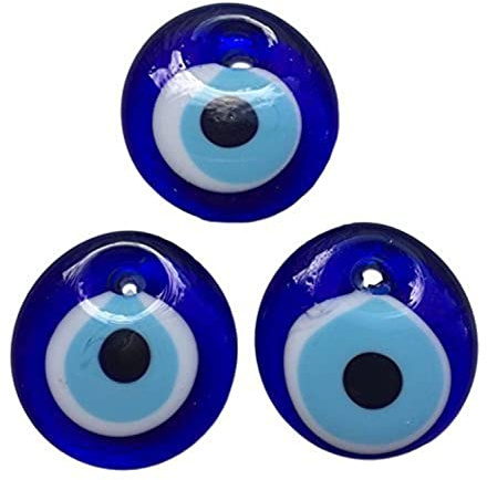 3 ojos turco para colgar- cristal contra el mal de ojo azul y blanco y para la buena suerte, 4 cm de diametro con agujero