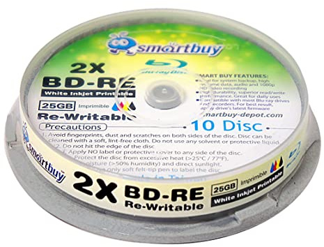 40 Pack Smartbuy 2X 25GB Blue Blu-ray BD-RE Rewritable White Inkjet Hub Printable Blank Bluray Disc