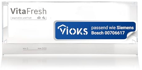 VIOKS Schubladenblende CrisperBox 450x162 mm für Gemüsebehälter Ersatz für Bosch 00706617 - Kühlschrankauszugsbehälterabdeckung Schubladenabdeckung Transparent für Kühlschrank Kühlgefrierkombination