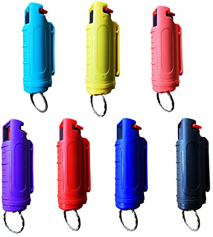 Pepper Spray Keychain Belt Clips- Maximum Heat Strength OC with Dye- Combo Safety Key Chain