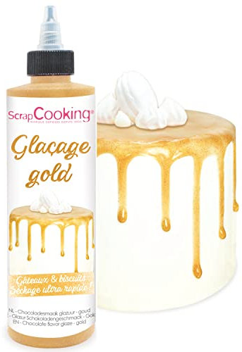 ScrapCooking - Drip Cake Glasur Gold 140g - Kuchenglasur Schnelltrocknend - Deko für Torten, Kuchen, Kekse, Pop, Dripcake, Plätzchen, Donut - Metallic-Effekt Glitzer - 4711
