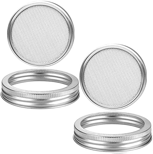 2PCS Stainless Steel Sprouting Lids – Regular Mouth Mason Jars Lids for Germination Kit Mason Jar Mesh for Sprouts Grow Kit Sprouting Tools for Growing Broccoli Alfalfa Mung Bean Sprouts