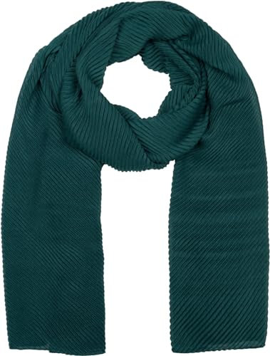 styleBREAKER Damen Schal fein gekreppt | Leichter Plissee-Schal für stilvolle Looks | Elegantes Halstuch mit fließenden Falten | Modisch Vielseitig & Angenehm weich | 96 x 192 cm, Farbe:Dunkelgrün