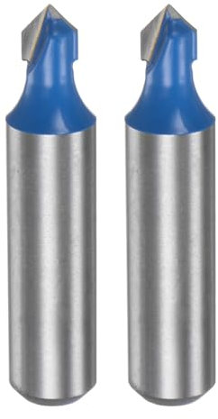 QUARKZMAN 2pz Fresa per Router 0,3 Dia 1/2 Attacco 90 Gradi Fresa a Candele Tipo V in Carburo per Lavorazione Legno Falegnameria Incisione Bordi Rifilatore Cutter Strumenti