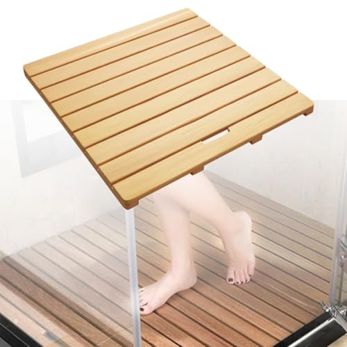 Tarima Ducha Antideslizante Ducha, Alfombra Ducha, Tarima de Madera de Ducha, Alfombra Baño Natural, Alfombrillas de Baño, Alfombrillas de Ducha, Baño SPA, Rectangular(Light Color,50cmx50cm)