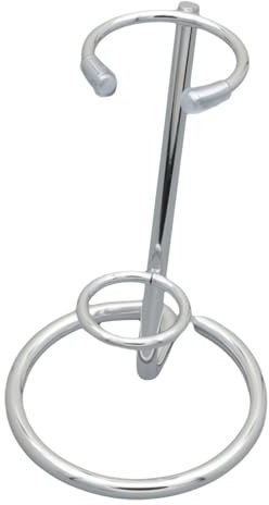 Piccola bacchetta di cristallo, base a tre anelli, espositore per bracci di ferro, piccole pietre preziose, asta di cristallo, base di supporto in agata minerale (argento)