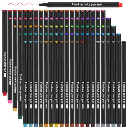 Gelanty Stylos Fineliners, Ensemble de 100 Stylos de Couleur à Pointe Fine, Stylos Colorés à Pointe Fine de 0,4 mm Stylo de Dessin pour Journal, Prise de Notes, Bandes Dessinées, Livres de Coloriage