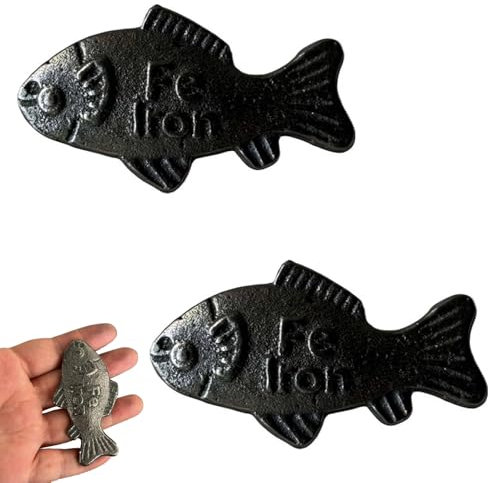 Iron de Fish, Iron de Fish for Iron Deficiency, 2 Pack Cast Iron de Fish, Support for Vegans and Iron Deficiency, 7x4cm, 70g Each