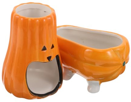 BESPORTBLE Soporte para Botella de Agua de Hámster de Cerámica Forma de Calabaza con Comedero para Pequeños Animales como Ratones Ratas y Jerbos Accesorios para Jaula