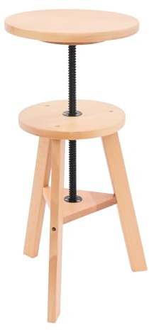 RjcdOPL Sgabello da pittura rotondo in legno, sgabello da disegno regolabile in altezza, rotazione a 360°, superficie Ø30 cm, struttura triangolare stabile, per officina e studio d'artista