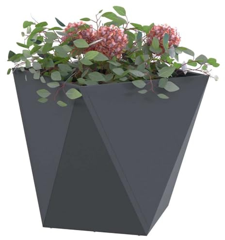 vidaXL Jardinera Antracita 40 x 40 x 40 cm Acero, Jardin y Terraza, Caja de Acero Resistente, Contenedor Rectangular para Plantas, Decoración Exterior
