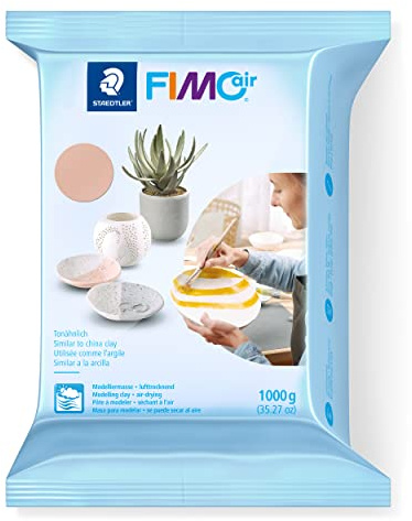 STAEDTLER FIMO air 8101 Lufttorkande lera – blekrosa, 1000 g | Lufttorkande lera av naturliga råvaror, smidig & formbar – utan bakning, för konst & hobby – Art.-Nr. 8101-43