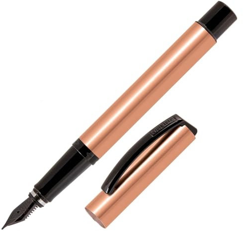 ONLINE Füller Vision Magic, Füllfederhalter mit klarem Design, Aluminium im Metallic-Look, geschwärzte Iridium-Feder M, für Standard-Tintenpatronen und Konverter geeignet, Geschenkverpackung, Pink