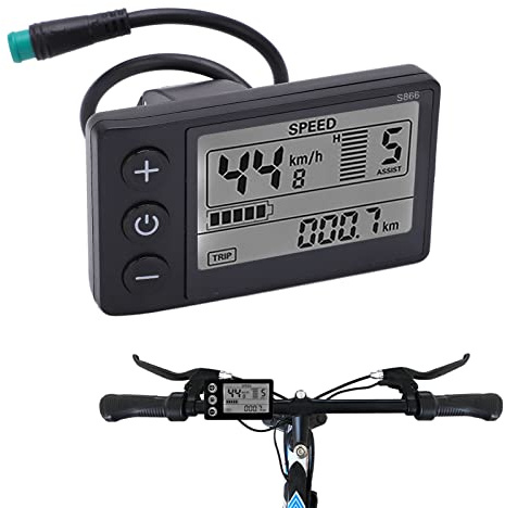 S866 LCD Cykeldisplay, Cykeldator, CykelhastighetsmäTare, CykelväGmäTare, 24V 36V 48V Kontrollpanel Kontrollpanel, VattentäT LCD-SkäRmsmäTare FöR 0,9 Tums Styre