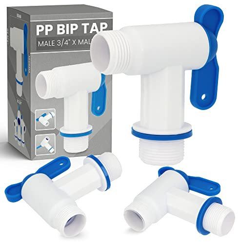 Robinet de vidange en plastique pour citerne d'eau de pluie - Baril d'eau de pluie - Connecteur IBC - Robinet de rechange (3/4 AG x 3/4 AG)