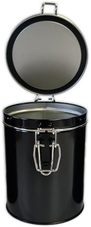 SHC Web Black Clip Lid Kitchen Storage Canister Airtight - Tea/Coffee/Sugar/Biscuits/Food - 700ml 1 Pint Metal Tin