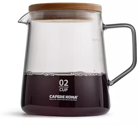 TAMUME Servidor de Café de Vidrio con Tapa, 500ml Cafetera de 2 Tazas