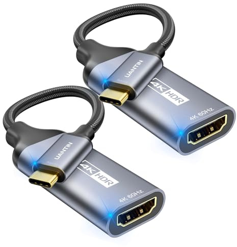 UANTIN 2 Pack USB C to HDMI Adapter [4K@60Hz] High-Speed USB Type-C 3.1 to HDMI 2.0 Female Converter [Thunderbolt 3/4 Compatible] for iPhone 15 Series, MacBook Pro/Air, iPad, S8-S23, Other USBC Laptop
