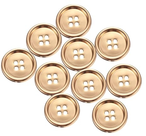 QUARKZMAN 10pz Pulsante per Cucire in Metallo, 23mm 4 Fori Tondo per Camicie Giacche Abbigliamento Pulsanti per Cucire per Decorazioni Artigianali, Oro