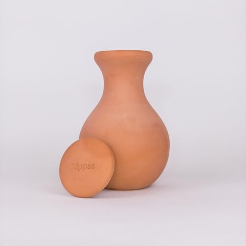 Alppos Oyas à enterrer 1 Litre en Terre Cuite avec Couvercle - ollas pour Plante intérieure et extérieure système d'irrigation par capilariter (1, Naturel)