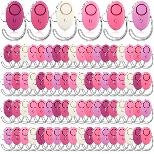 Kanayu 76 Pcs Personal Alarm Bulk 130DB Safe Sound Emergency Safety Self Defense Security Alert Keychain with Led Light Personal Protection Alarm for Women Girls Kids Elderly (Pink Color)