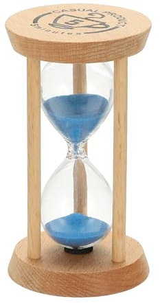 PATIKIL 3 Minutes Sand Timer, 1 Pcs Wooden Sand Watch High Glass Sandglass Timer for Living Room Home Office Restaurant Decoration, Blue