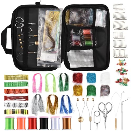 Gavigain Flybindungswerkzeug 150pcs Set Fishing Lure Making Kit für Anfänger Fliegenfischer