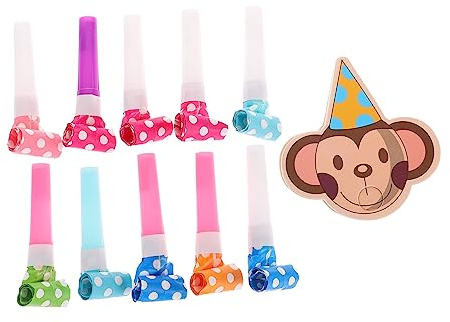 Milisten 10 juegos Silbatos Divertidos para Fiesta de Cumpleaños Sopladores Musicales Infantiles con Diseño de Mono Accesorios de Ruido para Reuniones y Celebraciones Familiares