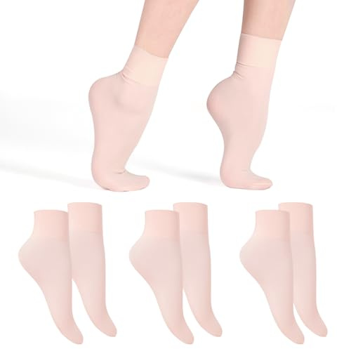 RTDHO 3 Pairs Girls Ballet Socks,Pink Ballet Socks for Girls Kids