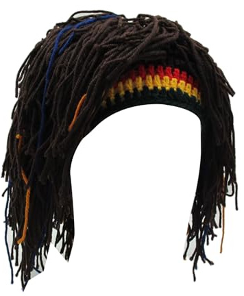 YUGSHNKFC Gorro de punto para hombre, con rastas, pelucas divertidas de rastas, barba, hecha a mano, para invierno, Navidad, Halloween, hombre, barba, pelucas de invierno para Halloween