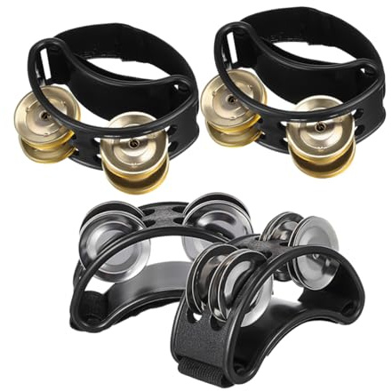 HANABASS 4 St Fotshaker Dubbelradig Percussion med Metallbjällror Ergonomisk Fotpedal Mångsidig Fottamburin för Musikframträdanden och Undervisning