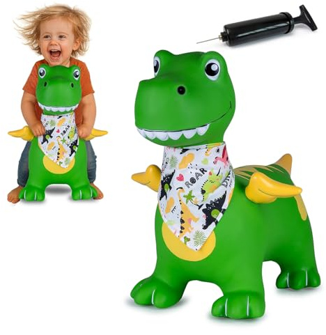 JAMARA 466007 Hüpftier Dino mit Flügel HoppyDoo - Spielzeug für Kinder, Hüpfspielzeug Baby Indoor/Outdoor, Geschenk für Kids, Gartenspielzeug, Pflegeleicht, BPA frei, mit Pumpe