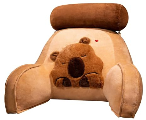 Derwrtup Cojín de Cama con reposabrazos, cojín ergonómico para salón en diseño Capibara, cojín de Lectura con Brazos, para Adultos, niños, sofá para Sentarse y Relajarse Mientras Lee, Ver la