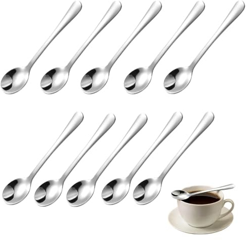 10 Piezas Cucharas De Espresso Pequeñas Cucharas De Acero Inoxidable 304 Cucharillas Cafe 7.5CM Cucharas de Postre para Especias Café Sal Azúcar Miel