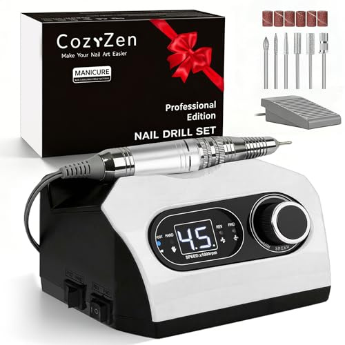 CozyZen Lima Eléctrica de Uñas Profesional 35000 RPM con Pedal