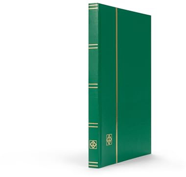 LIGHTHOUSE – “BASIC” Hard Cover Stockbook for Stamps - 32 Black Cardstock 6”x9” (A5) Pages with Clear Strips - Green